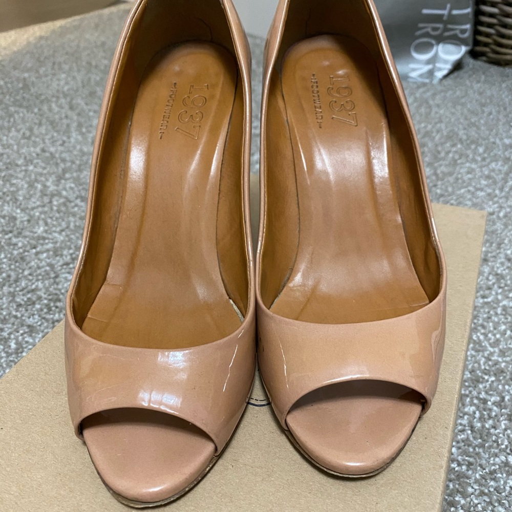 Madewell peep toe wedge pumps